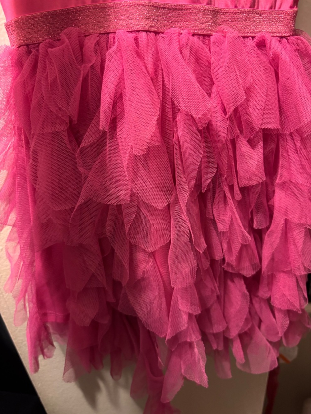 Barbie Bright Pink Tiered Tulle Dress Girls 5 - Picture 2 of 3